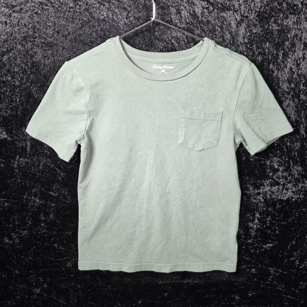 Tommy Bahama Boys Sage Green Short Sleeve Pocket T-Shirt Size M 7/8